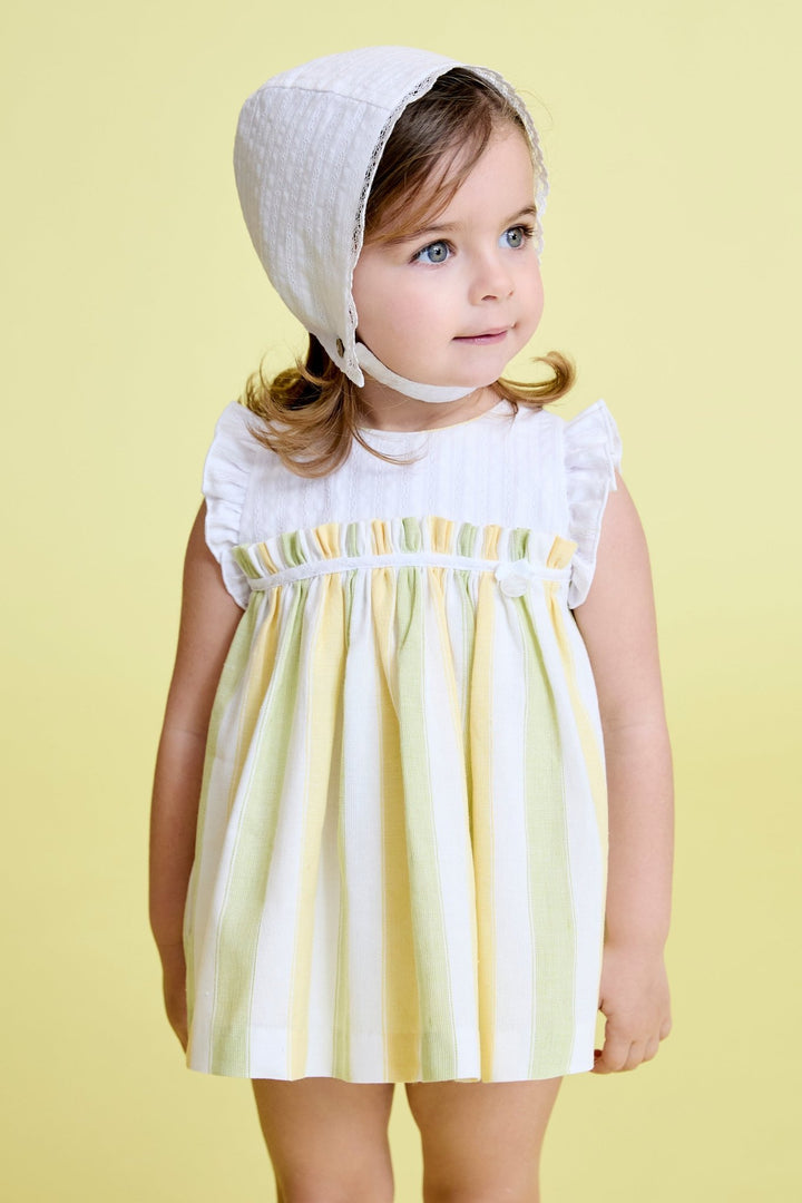 Martín Aranda "Larissa" Lemon & Lime Striped Dress & Bloomers - Millie and John