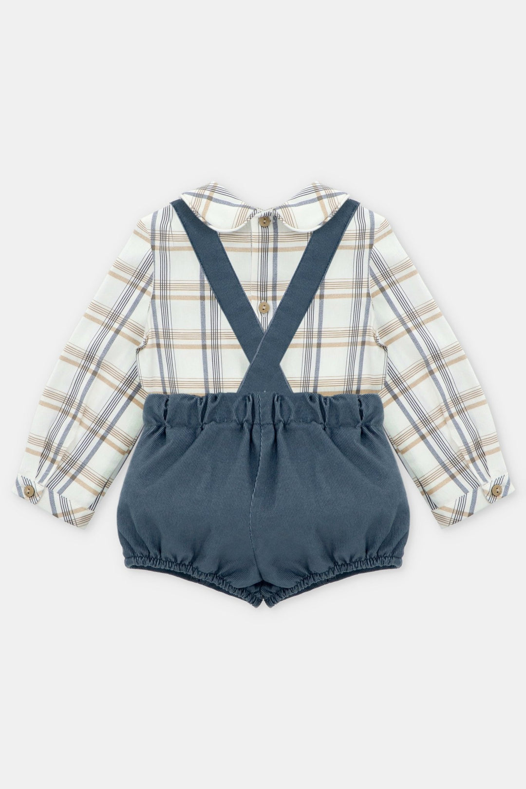 Martín Aranda "Leandro" Dusky Blue Checked Shirt & Cord Jam Pants - Millie and John