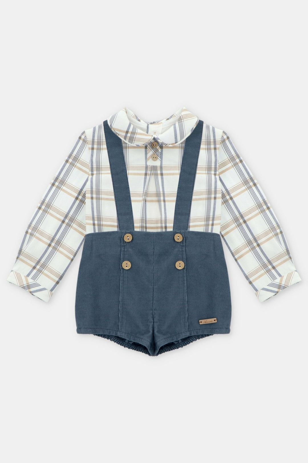 Martín Aranda "Leandro" Dusky Blue Checked Shirt & Cord Jam Pants - Millie and John