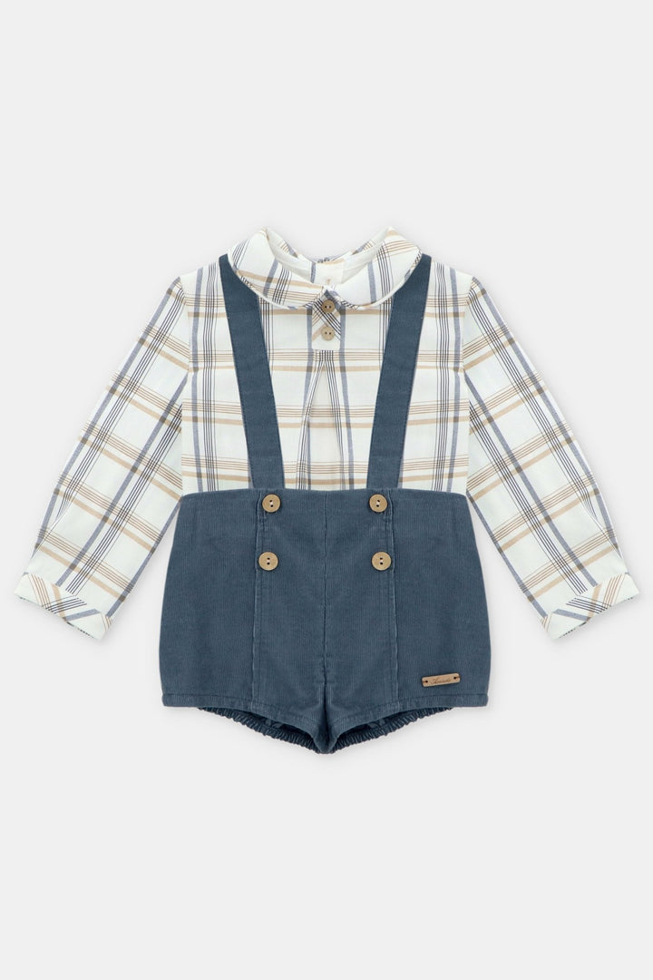 Martín Aranda "Leandro" Dusky Blue Checked Shirt & Cord Jam Pants - Millie and John