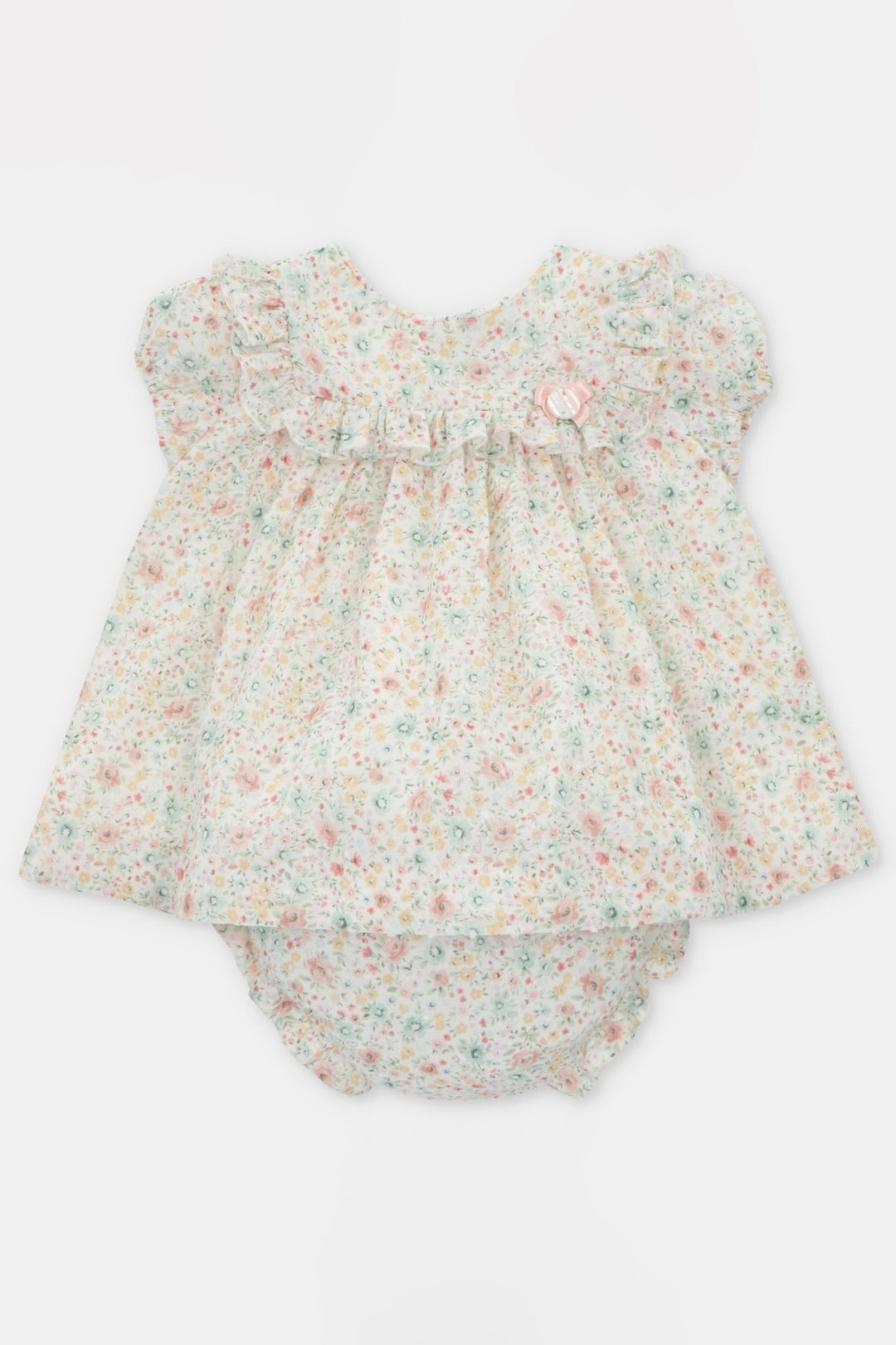 Martín Aranda "Marigold" Pink & Sage Green Floral Dress & Bloomers - Millie and John