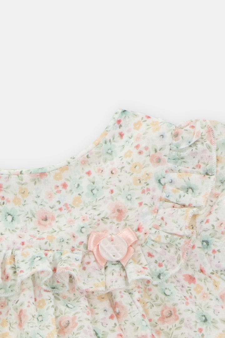 Martín Aranda "Marigold" Pink & Sage Green Floral Dress & Bloomers - Millie and John