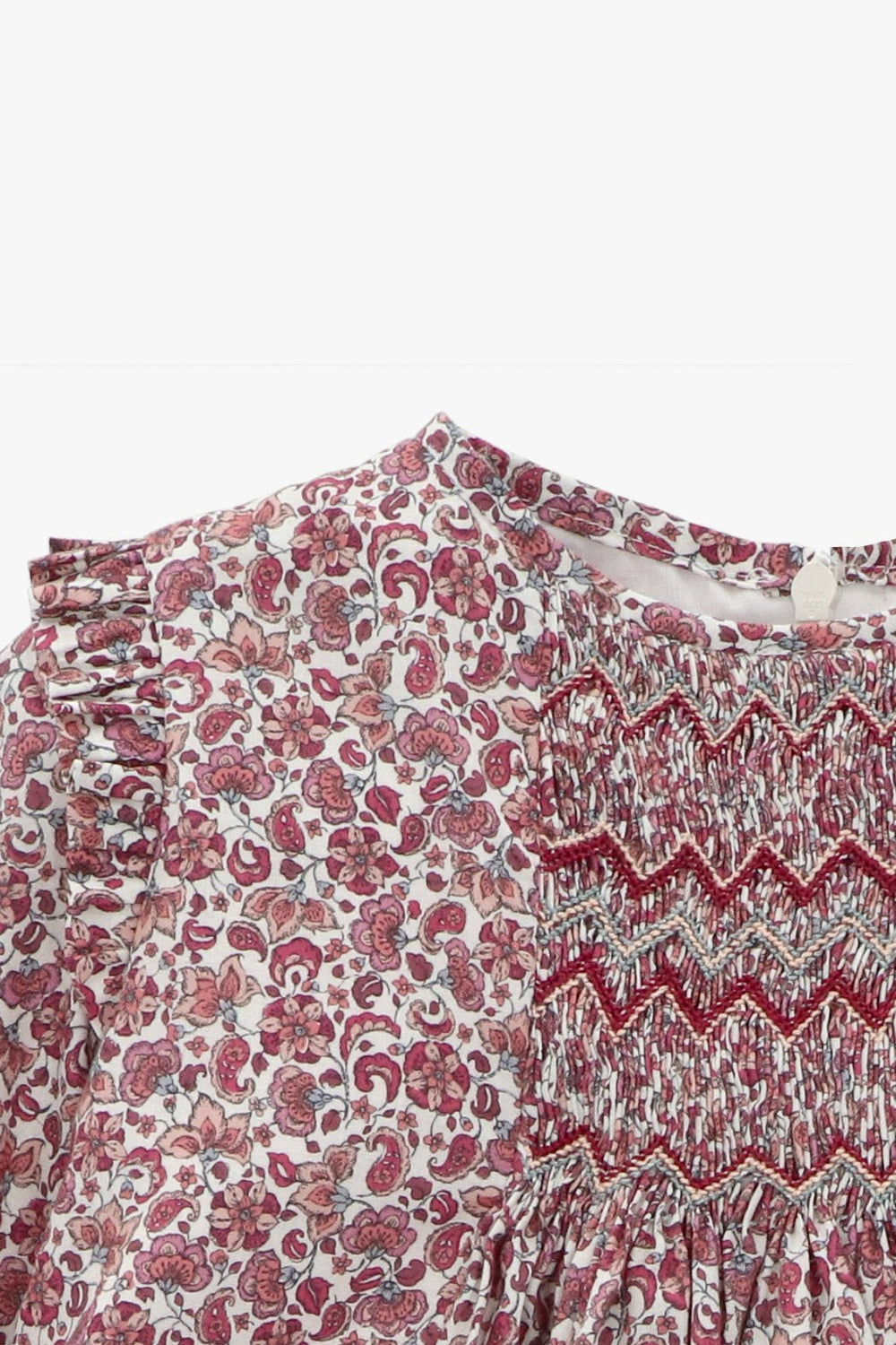 Martín Aranda "Mia" Burgundy Smocked Floral Dress - Millie and John