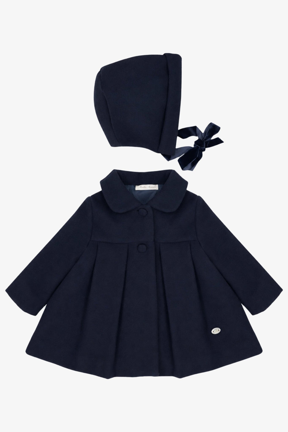 Martín Aranda Navy Felt Coat & Bonnet Set - Millie and John