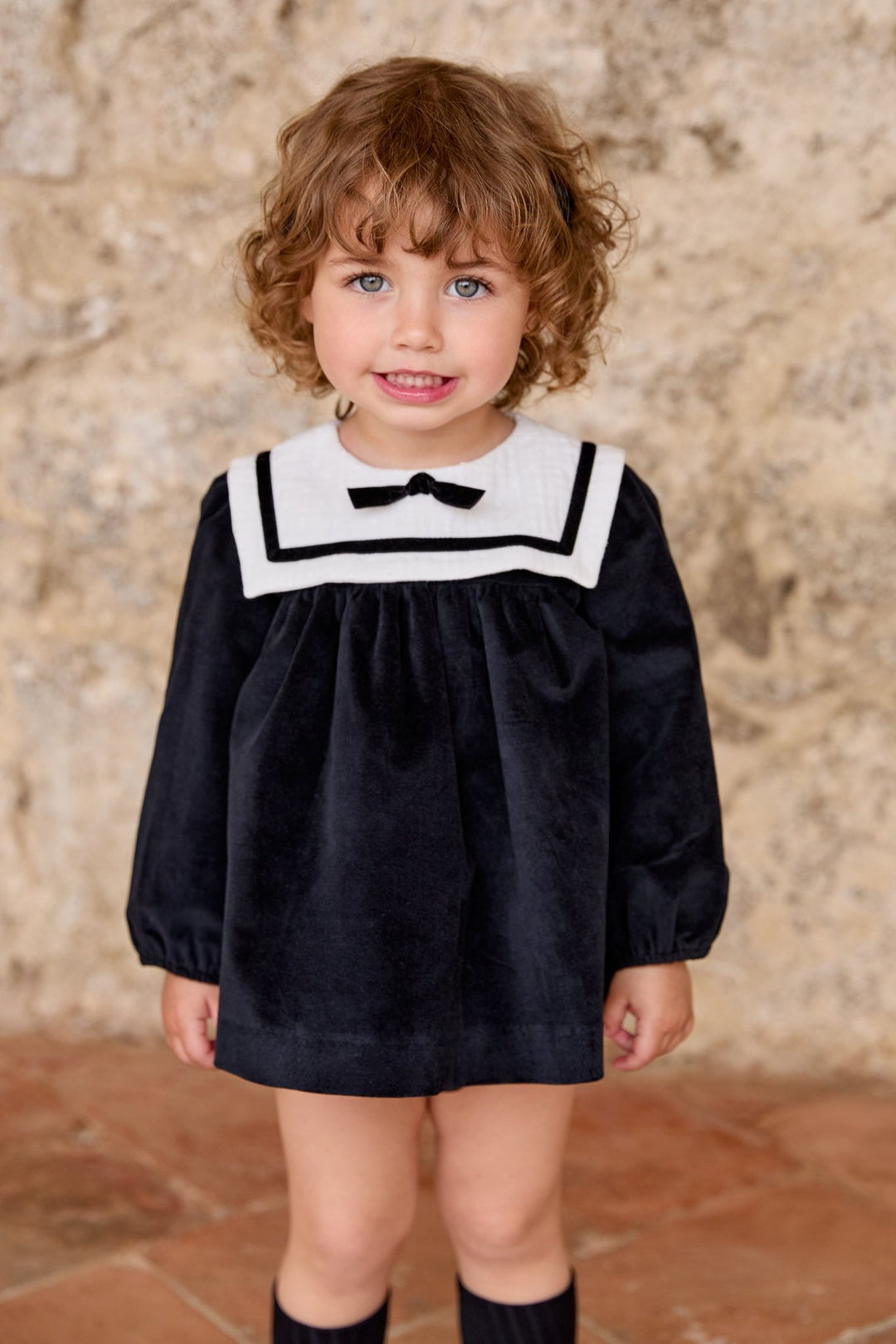 Martín Aranda “Nellie” Black Velvet Jesusito Dress &amp; Bloomers - Millie and John