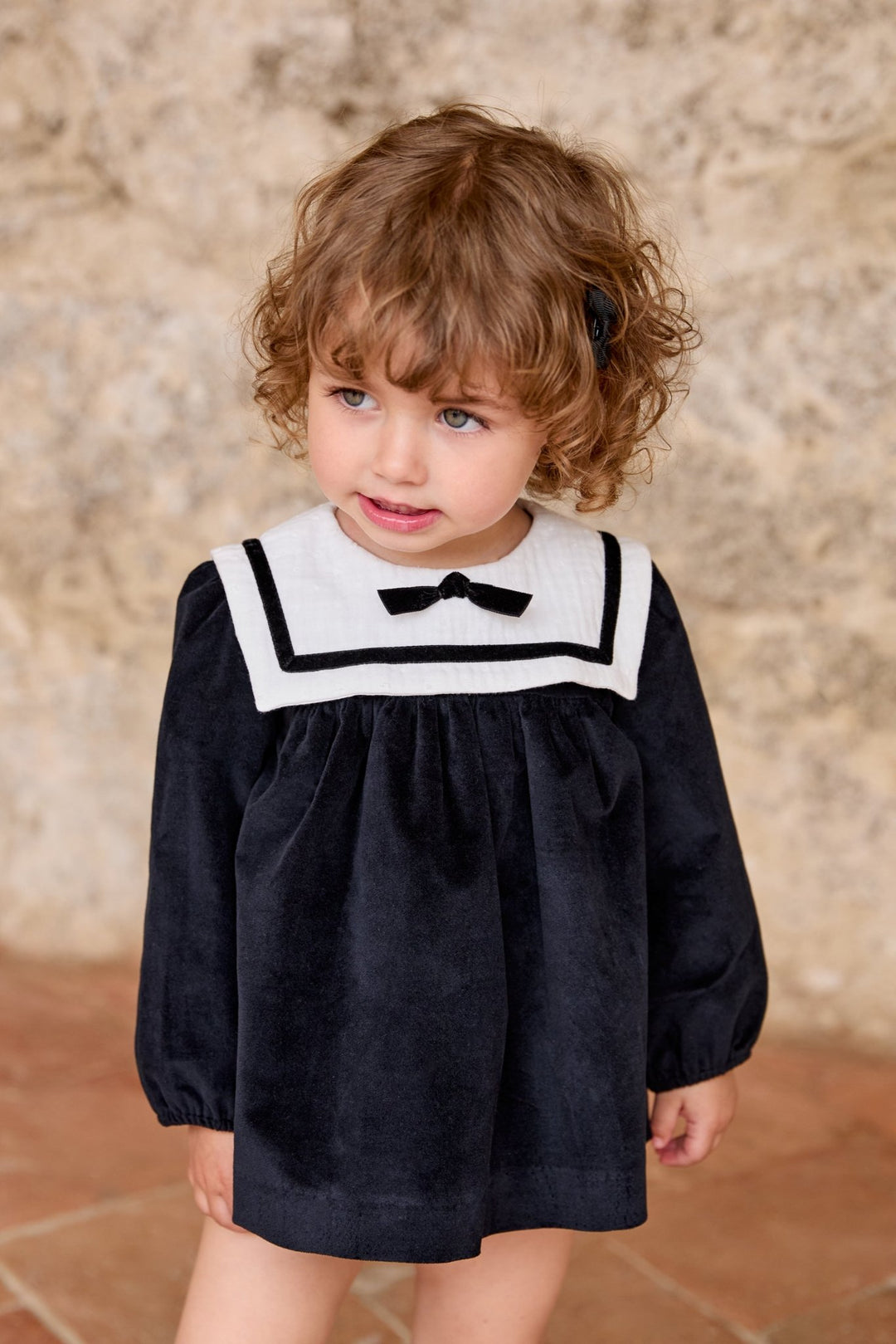 Martín Aranda “Nellie” Black Velvet Jesusito Dress &amp; Bloomers - Millie and John