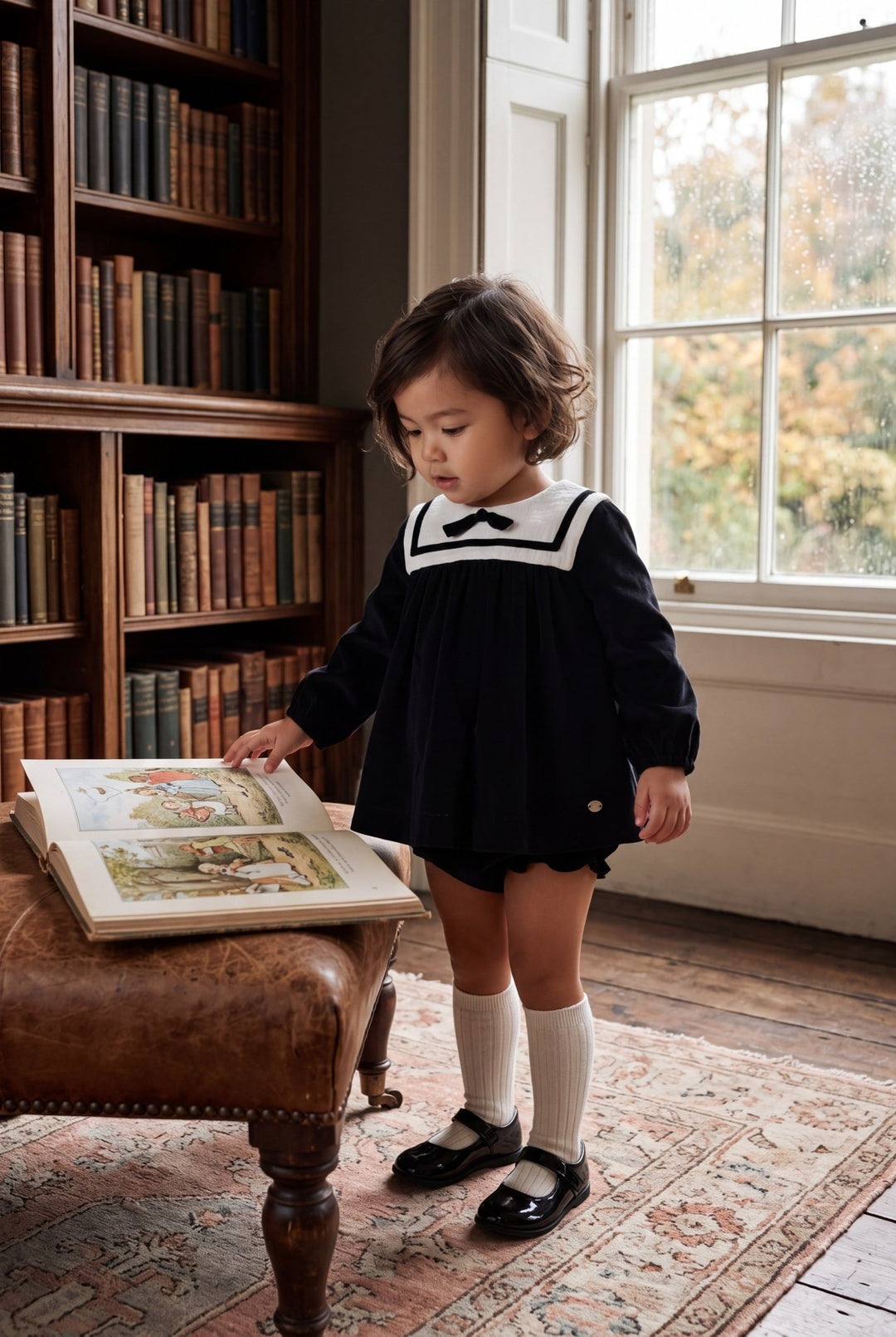 Martín Aranda “Nellie” Black Velvet Jesusito Dress & Bloomers - Millie and John