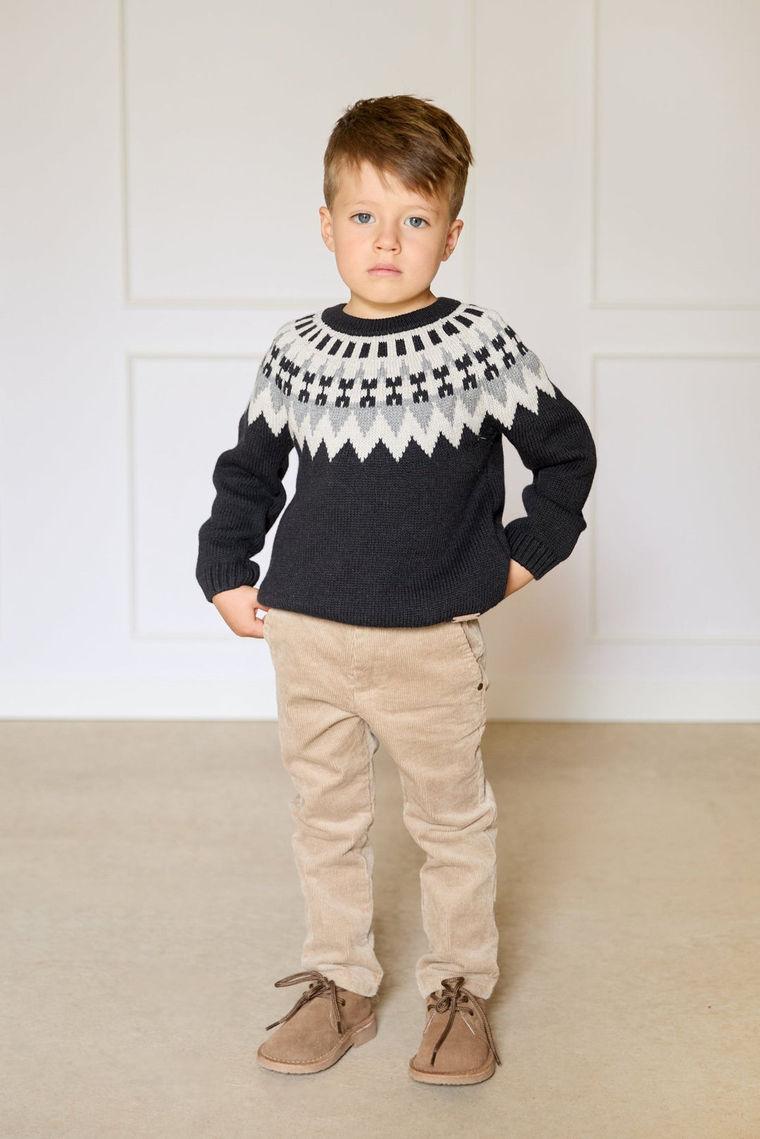 Martín Aranda "Nico" Black Fair Isle Knit Jumper - Millie and John