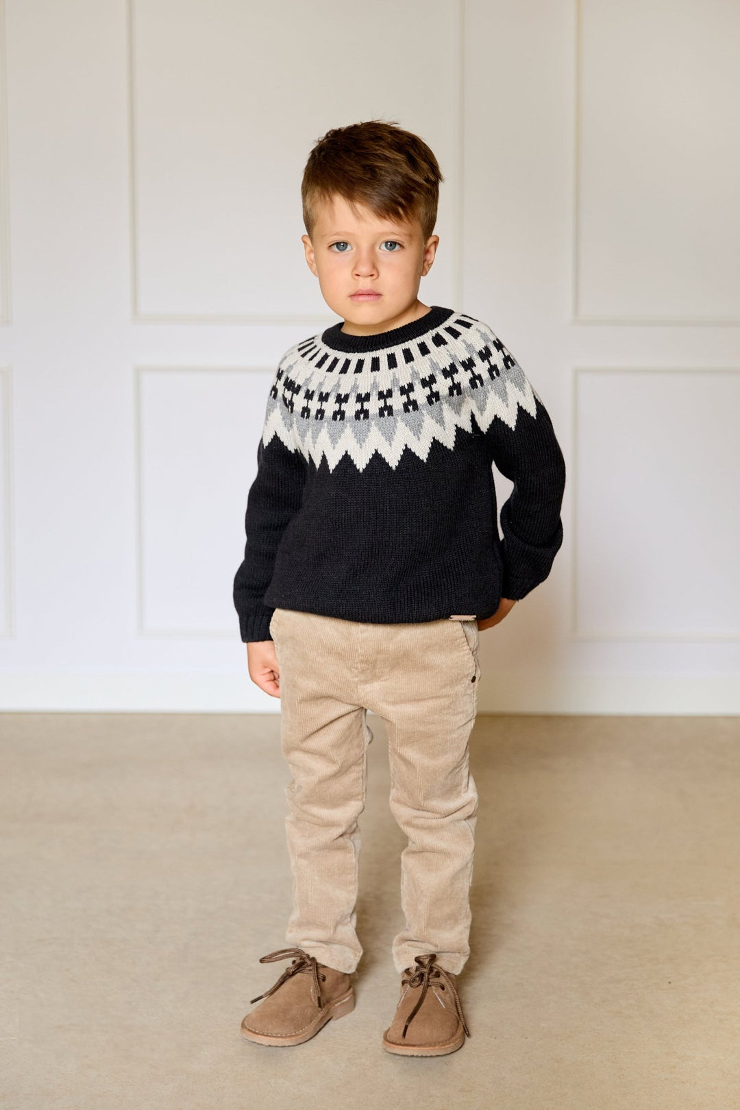 Martín Aranda "Nico" Black Fair Isle Knit Jumper - Millie and John