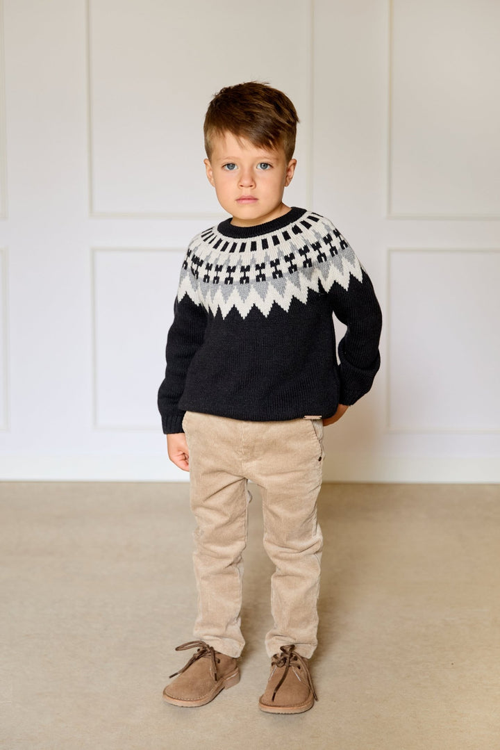 Martín Aranda "Nico" Black Fair Isle Knit Jumper - Millie and John