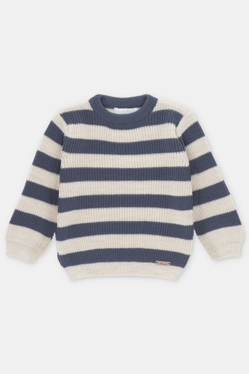 Martín Aranda "Nico" Dusky Blue & Beige Striped Knit Jumper - Millie and John