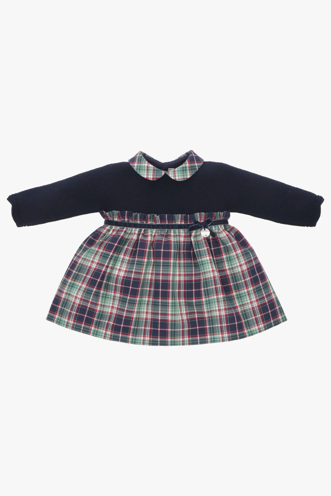 Martín Aranda "Noelle" Navy Half Knit Tartan Dress - Millie and John