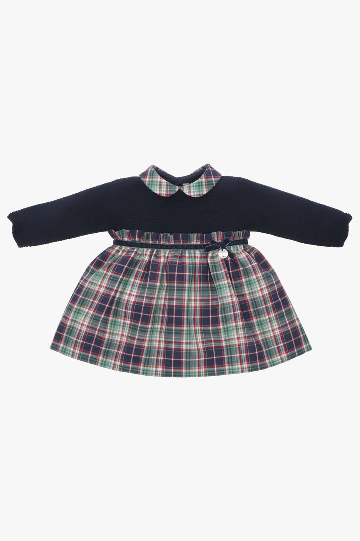 Martín Aranda "Noelle" Navy Half Knit Tartan Dress - Millie and John