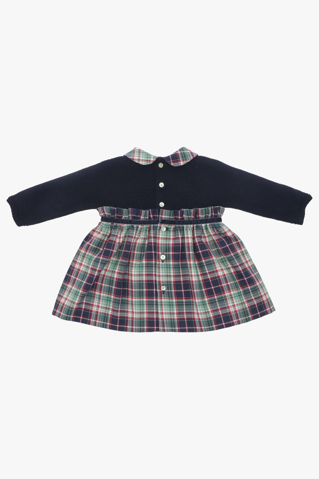 Martín Aranda "Noelle" Navy Half Knit Tartan Dress - Millie and John