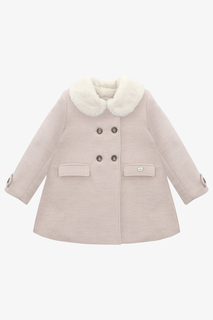 Martín Aranda Nude Faux Fur Collar Felt Coat - Millie and John