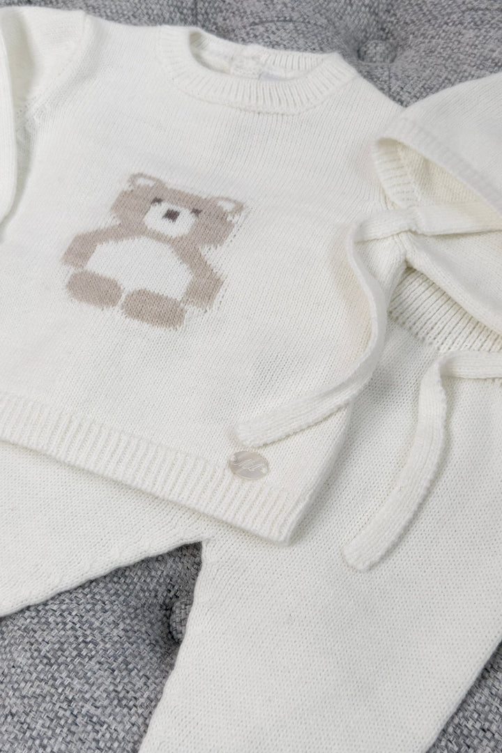Martín Aranda "Osito" Ivory Knitted Bear Top, Leggings & Bonnet - Millie and John