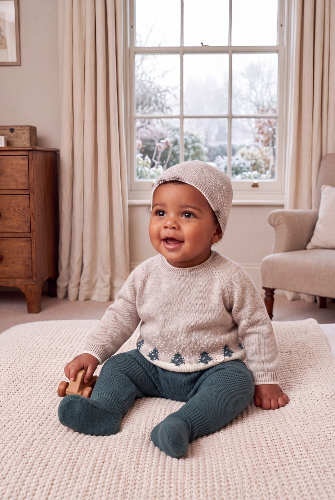 Martín Aranda "Otis" Toasted Brown & Pine Green Woodland Knitted 3-Piece Set - Millie and John