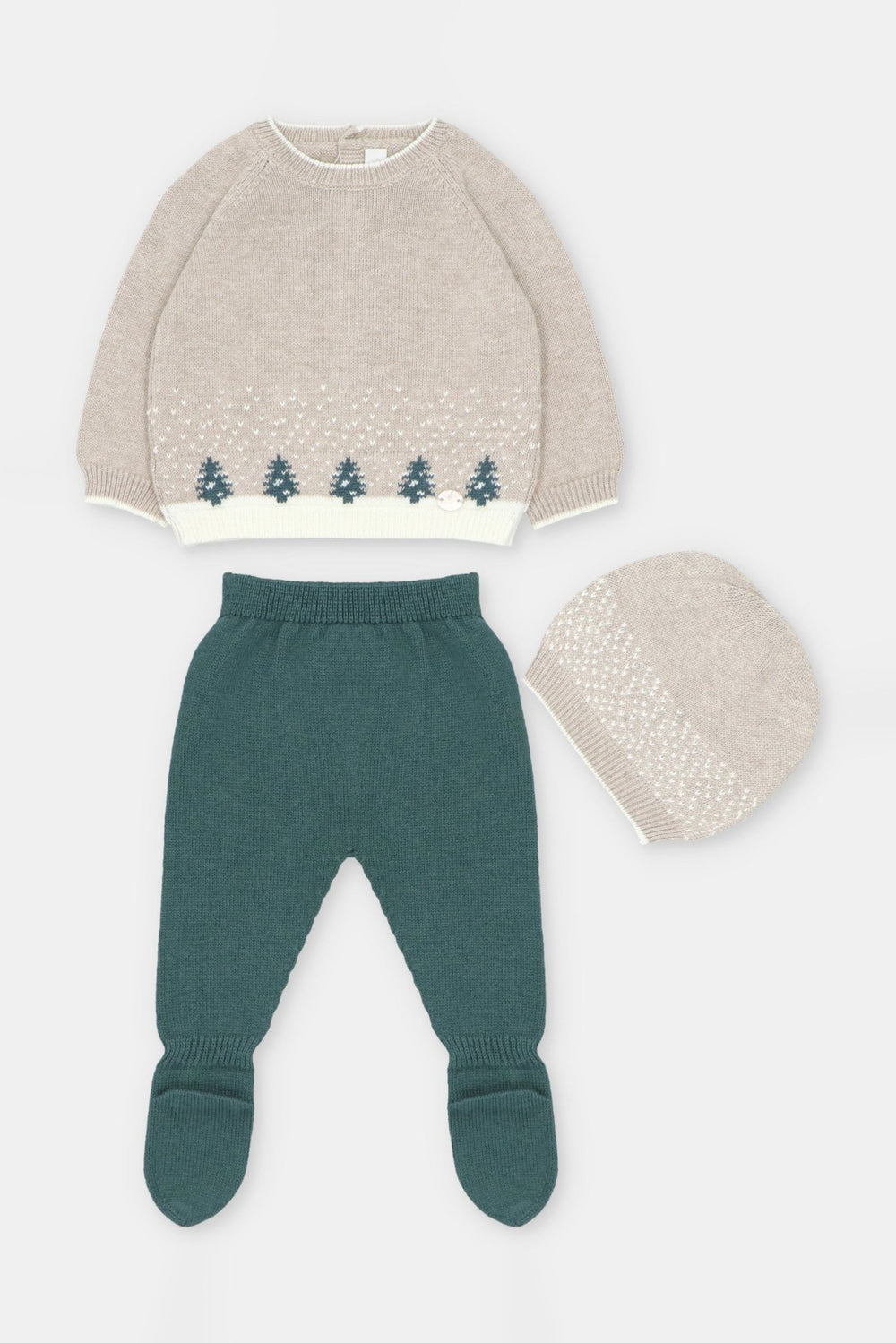 Martín Aranda "Otis" Toasted Brown & Pine Green Woodland Knitted 3-Piece Set - Millie and John