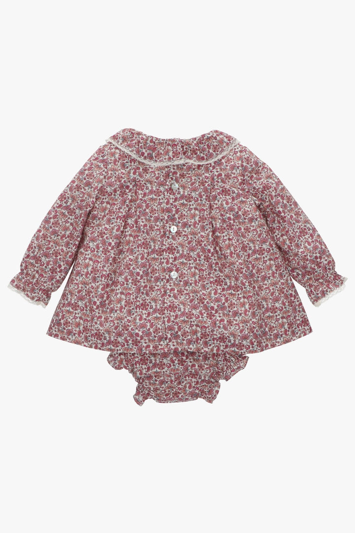 Martín Aranda "Pippa" Burgundy Smocked Floral Dress & Bloomers - Millie and John