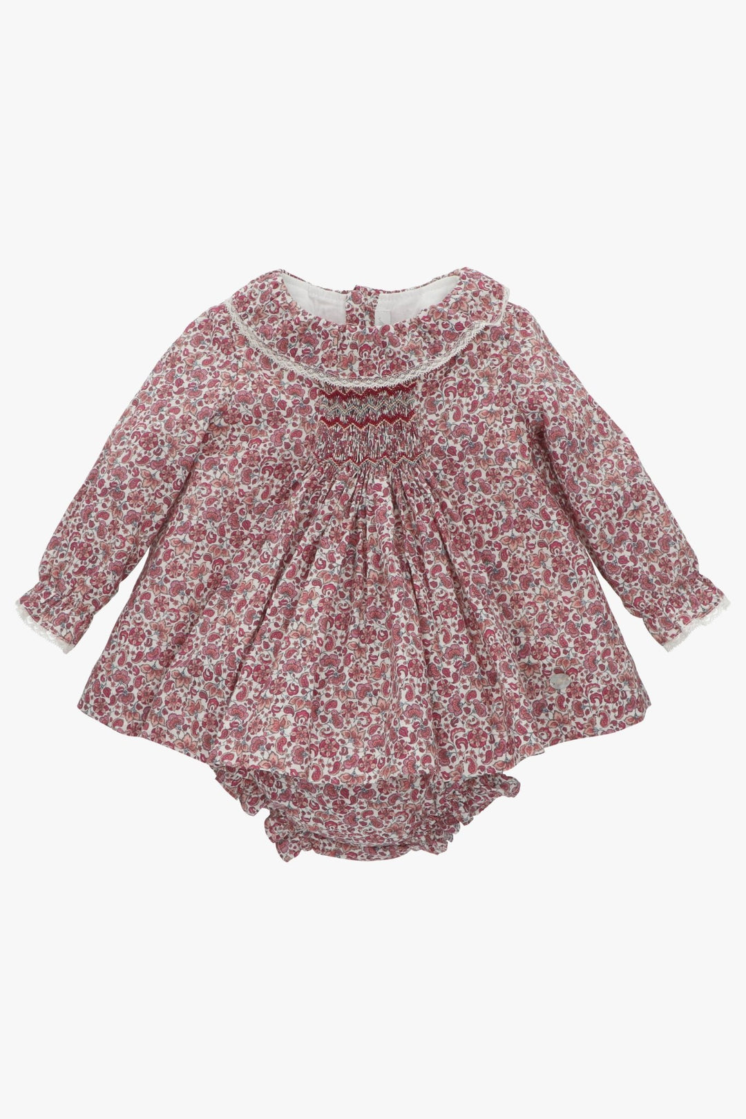 Martín Aranda "Pippa" Burgundy Smocked Floral Dress & Bloomers - Millie and John