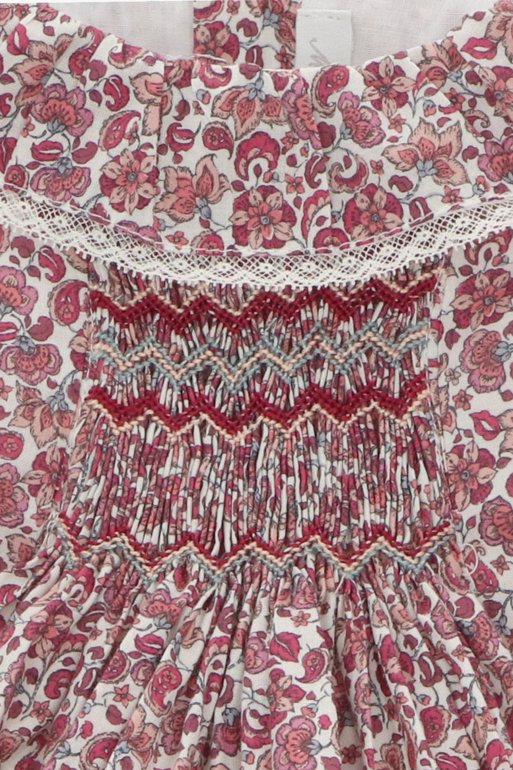 Martín Aranda "Pippa" Burgundy Smocked Floral Dress & Bloomers - Millie and John