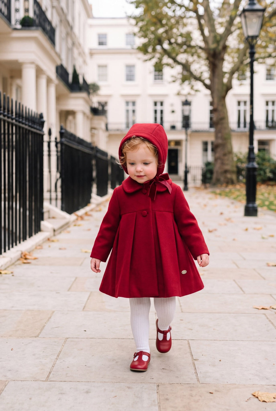 Martín Aranda Red Felt Coat & Bonnet Set - Millie and John