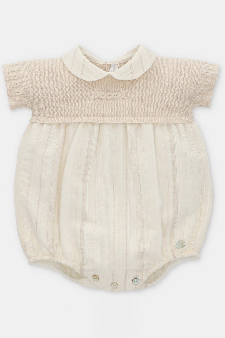 Martín Aranda "Reese" Beige Half Knit Romper - Millie and John