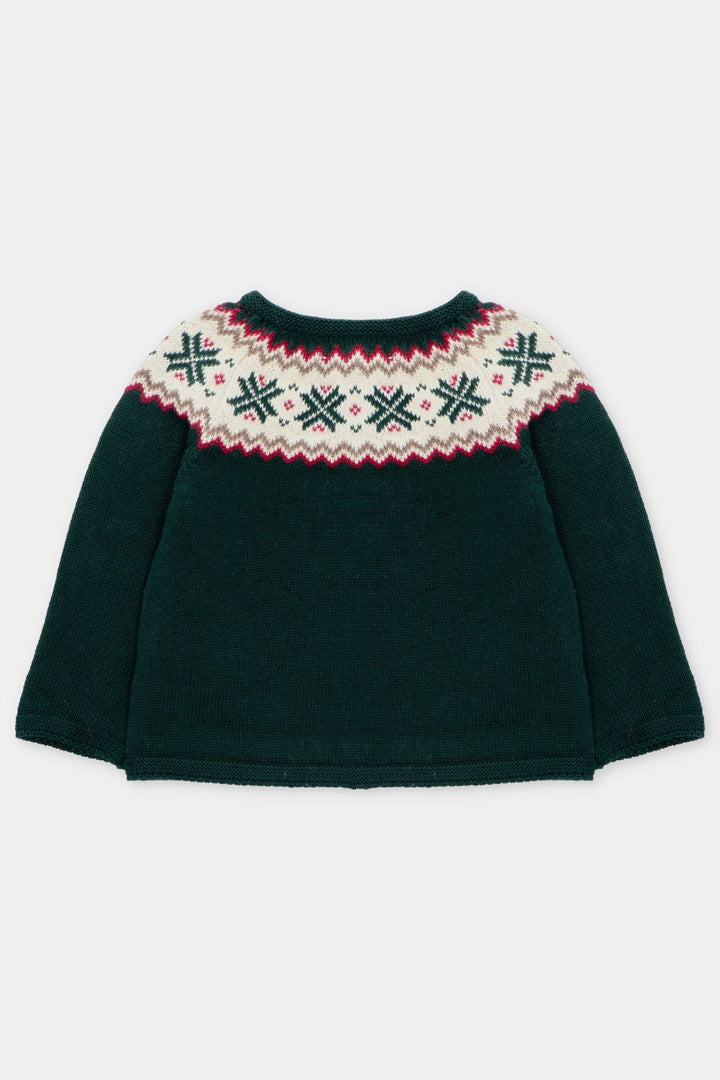 Martín Aranda "Rowan" Bottle Green Fair Isle Knitted Cardigan - Millie and John