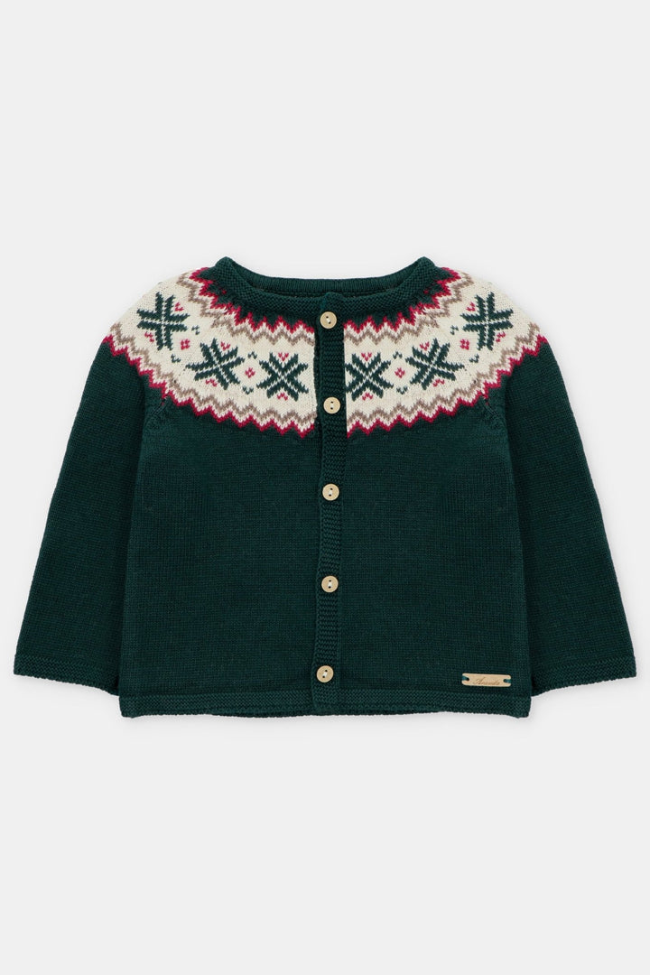 Martín Aranda "Rowan" Bottle Green Fair Isle Knitted Cardigan - Millie and John