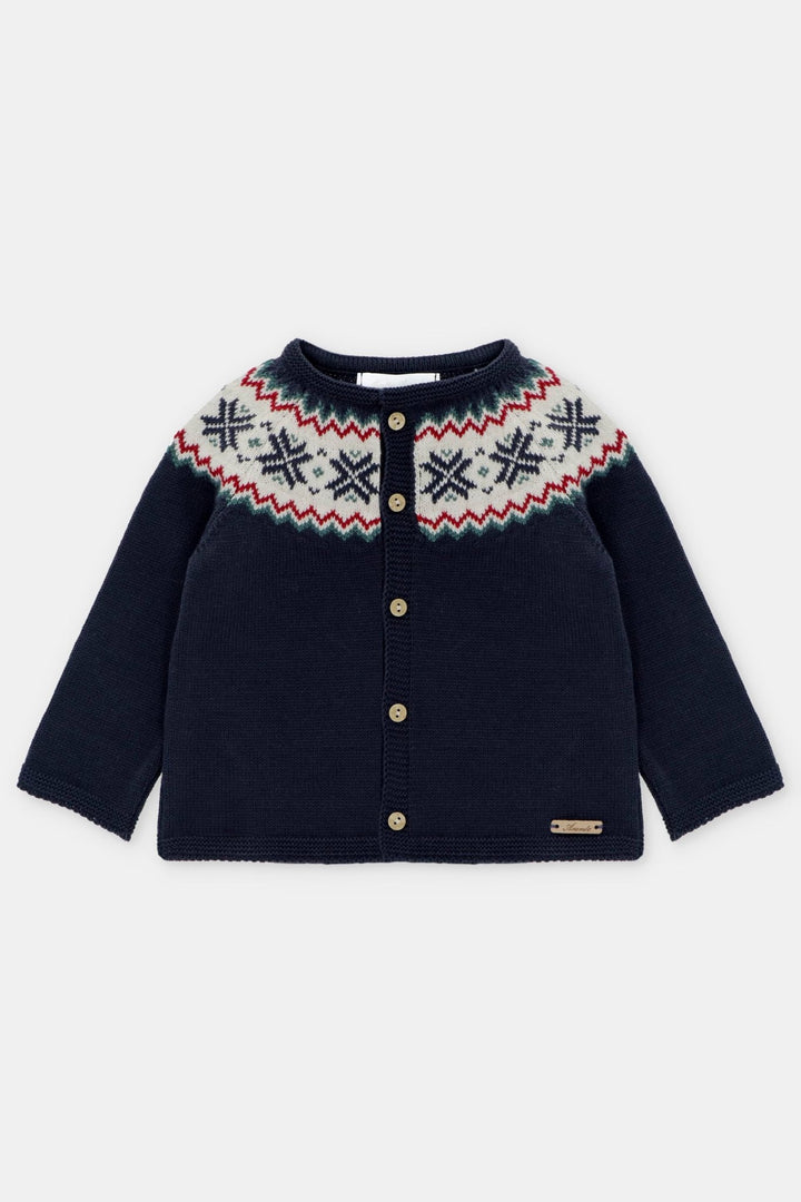 Martín Aranda "Rowan" Navy Fair Isle Knitted Cardigan - Millie and John