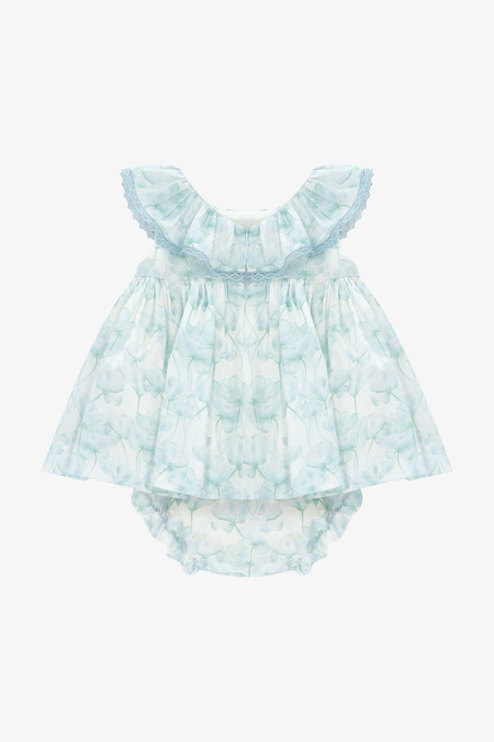 Martín Aranda "Seraphina" Blue Watercolour Floral Dress &amp; Bloomers - Millie and John