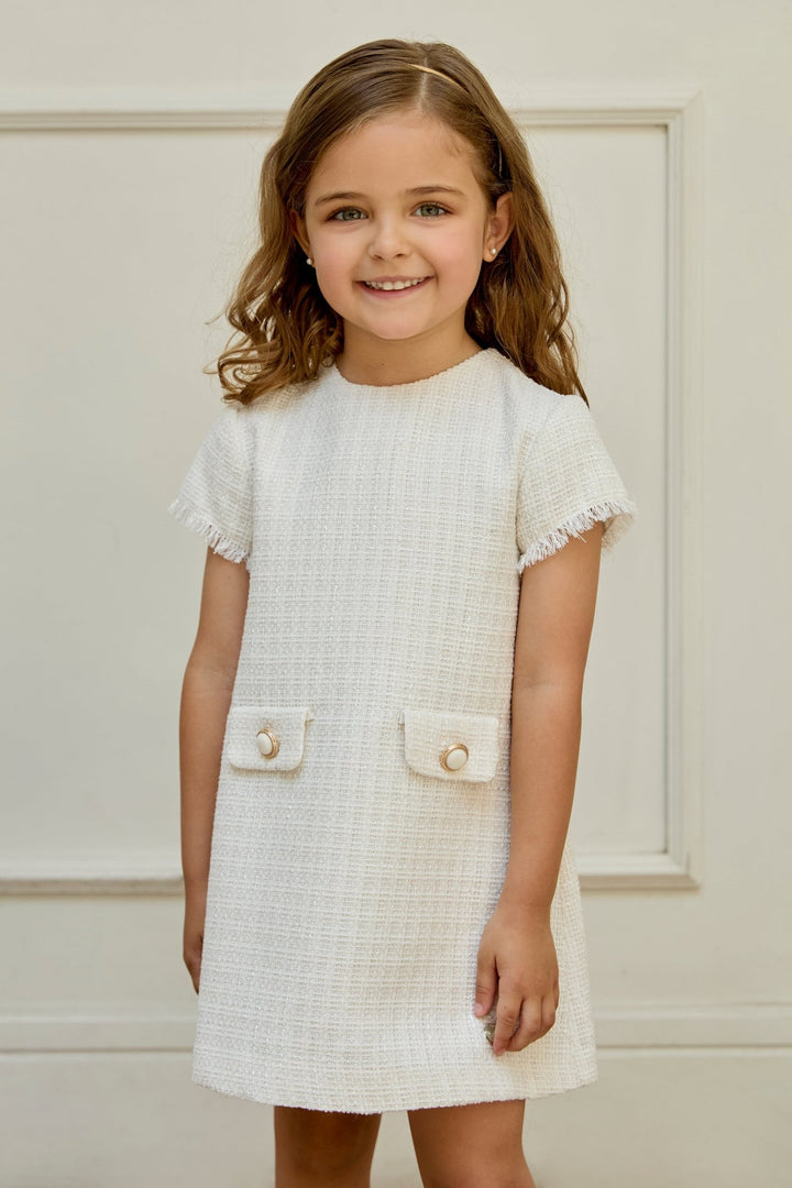 Martín Aranda "Serena" Cream Shimmer Tweed Dress - Millie and John