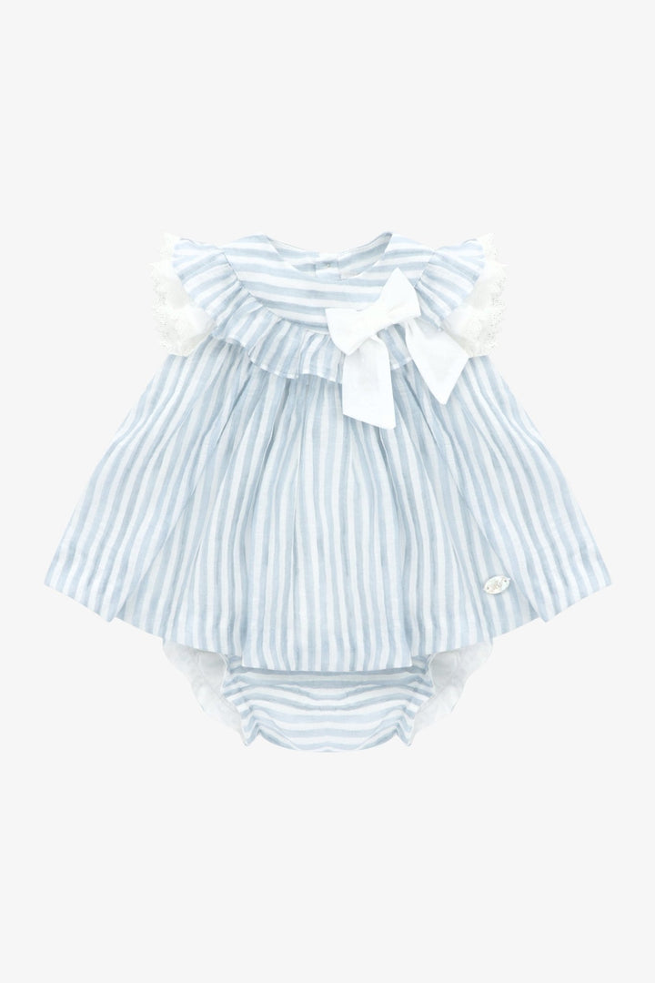 Martín Aranda "Sylvia" Dusky Blue Striped Dress &amp; Bloomers - Millie and John