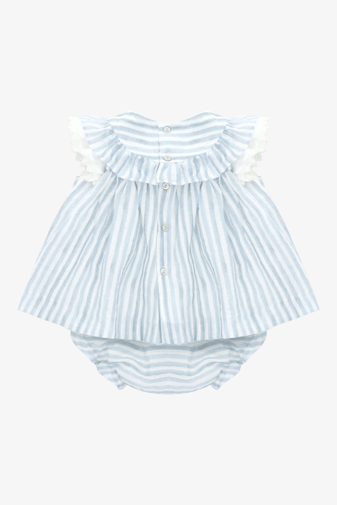 Martín Aranda "Sylvia" Dusky Blue Striped Dress &amp; Bloomers - Millie and John