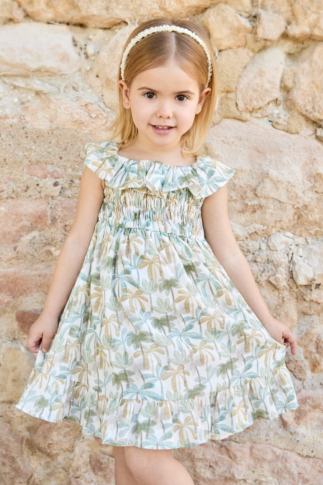 Martín Aranda "Sylvie" Sage Green Palm Tree Dress - Millie and John