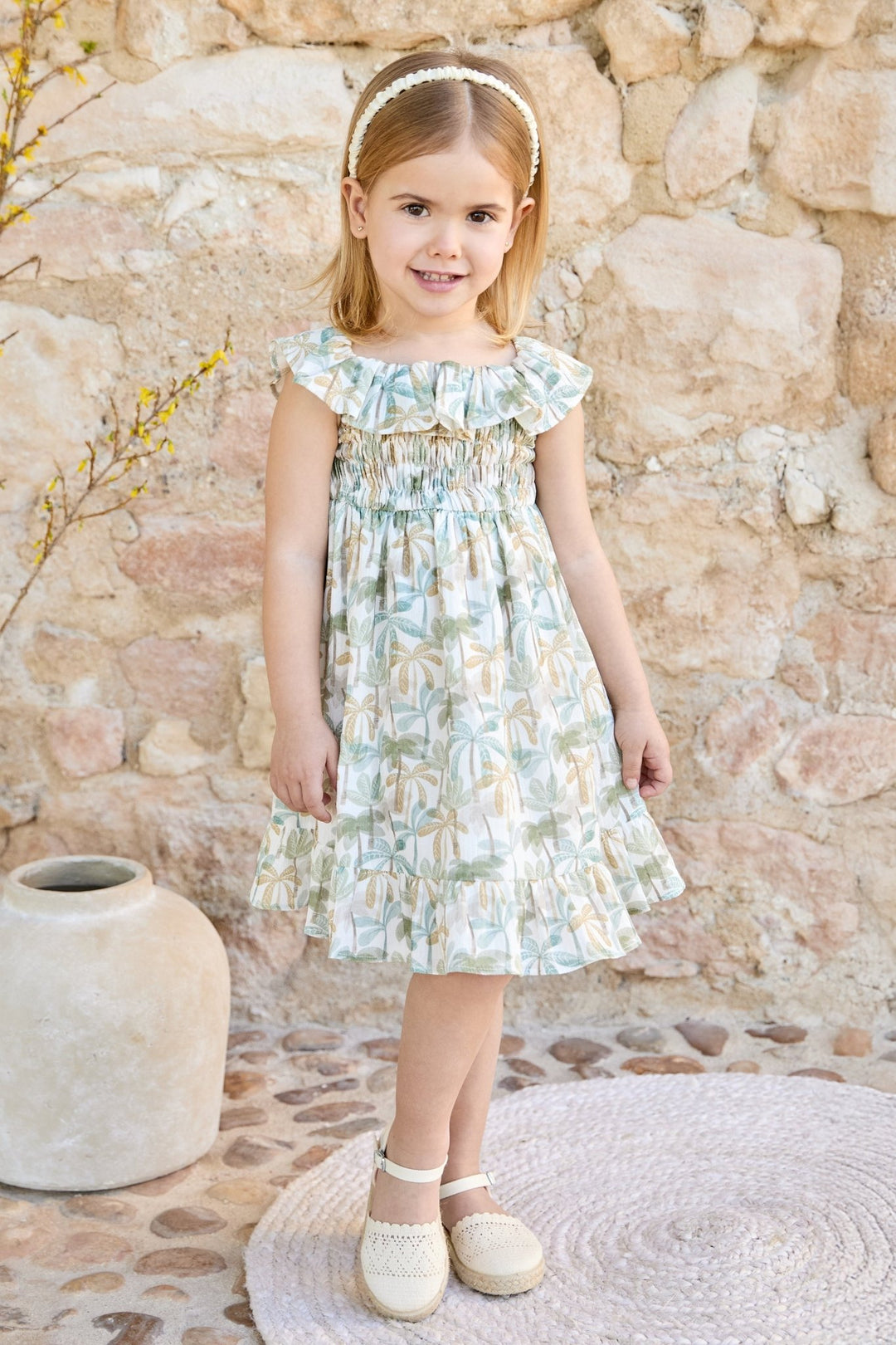 Martín Aranda "Sylvie" Sage Green Palm Tree Dress - Millie and John