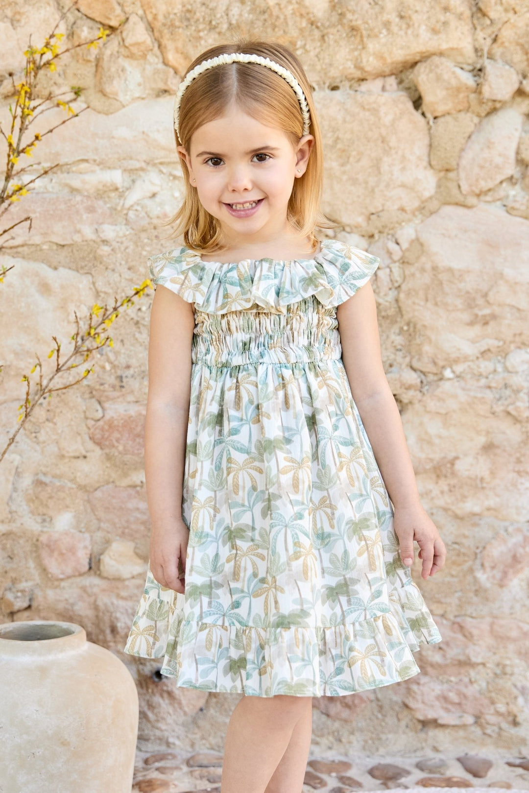 Martín Aranda "Sylvie" Sage Green Palm Tree Dress - Millie and John