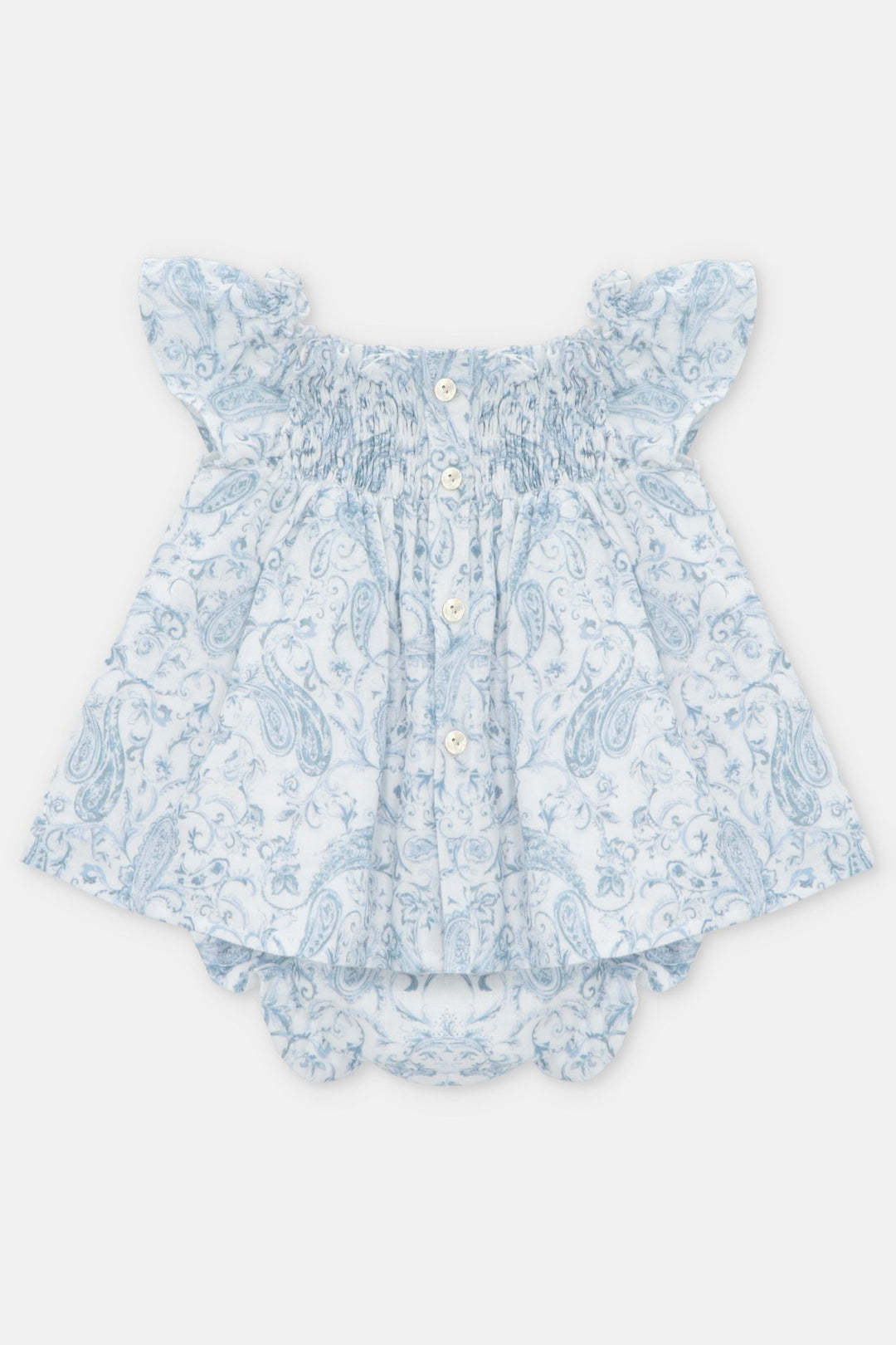 Martín Aranda "Theodora" Blue Paisley Bow Dress & Bloomers - Millie and John