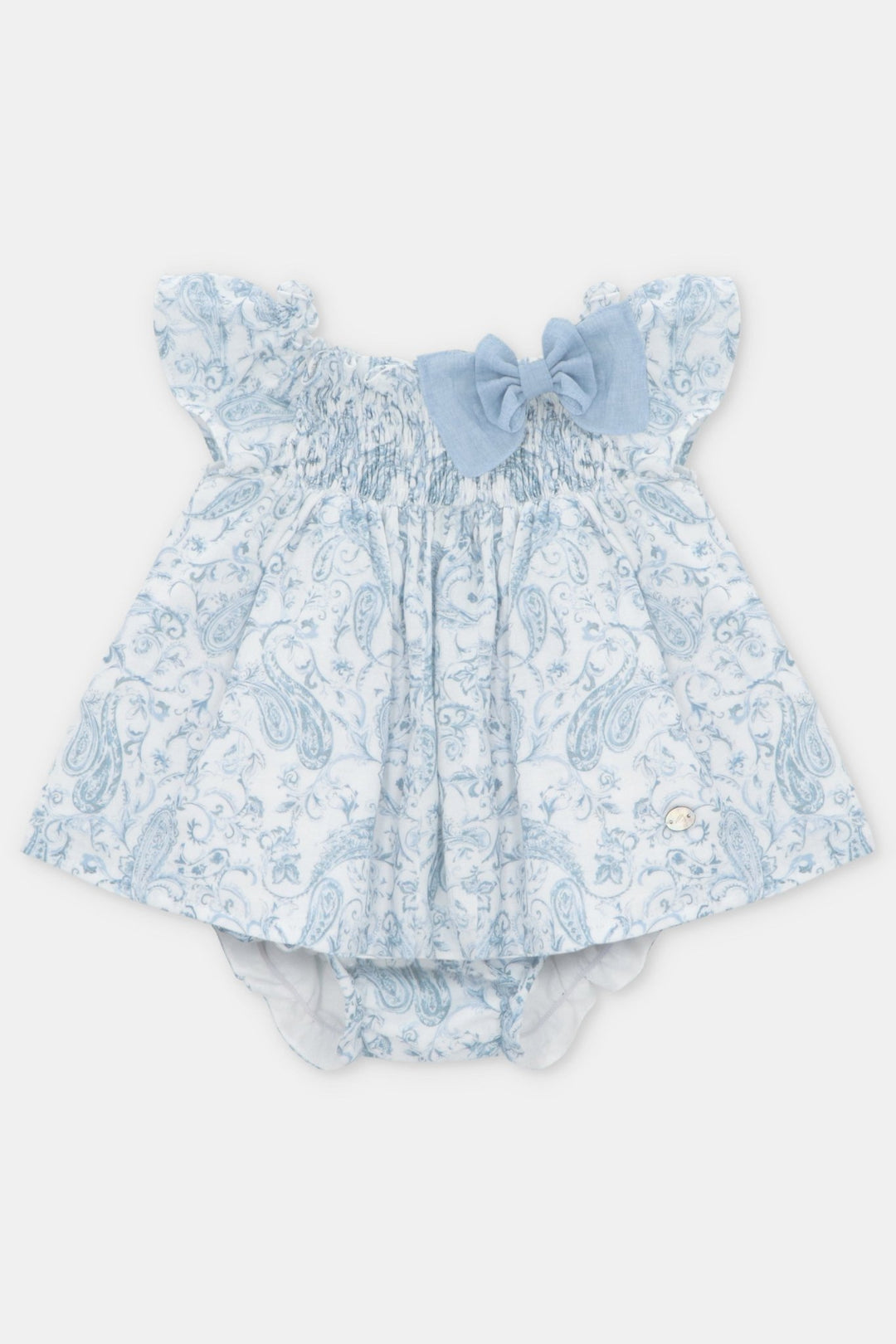 Martín Aranda "Theodora" Blue Paisley Bow Dress & Bloomers - Millie and John