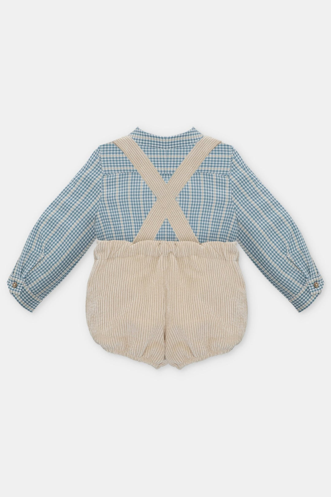 Martín Aranda "Tommy" Blue Check Shirt & Oatmeal Cord Jam Pants - Millie and John