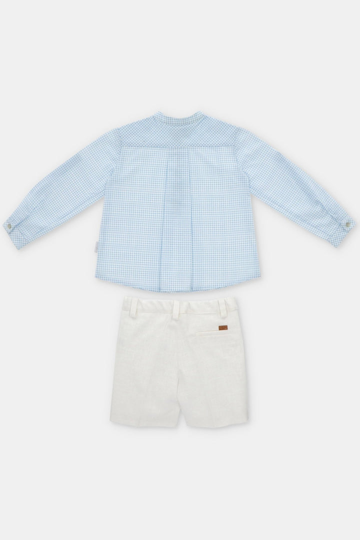 Martín Aranda "Tristan" Dusky Blue Check Shirt & Shorts - Millie and John