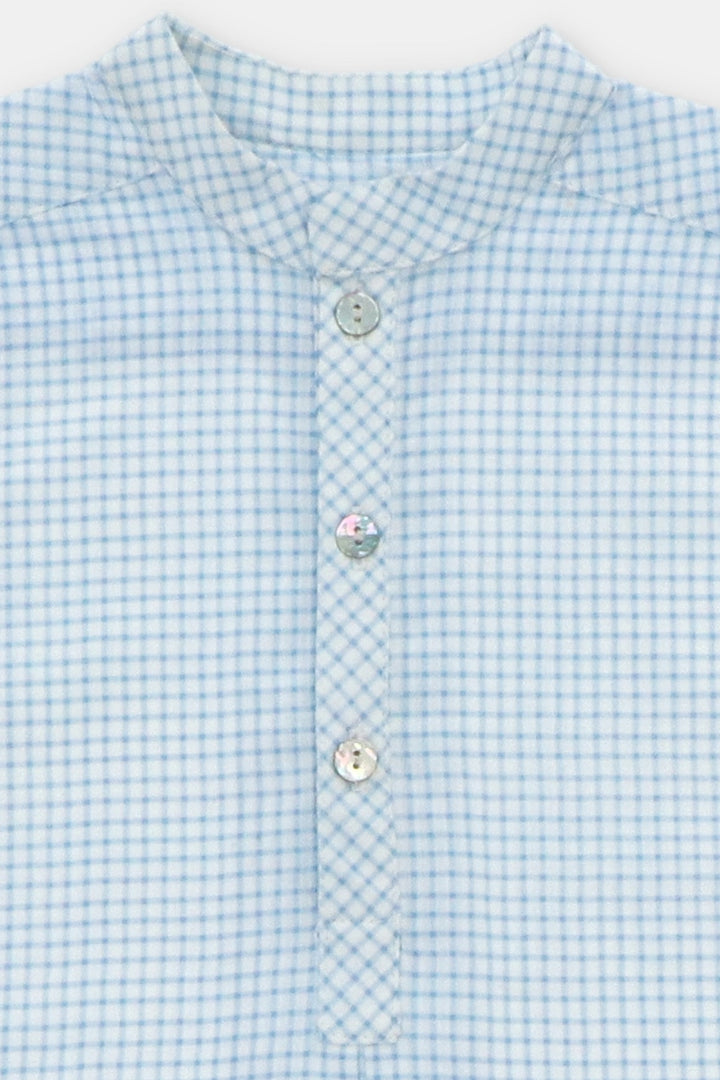 Martín Aranda "Tristan" Dusky Blue Check Shirt & Shorts - Millie and John