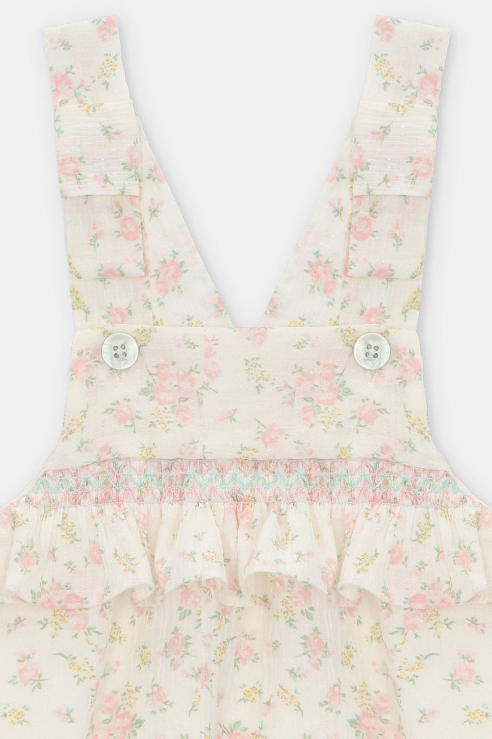 Martín Aranda "Verity" Floral Seersucker Dungaree Romper - Millie and John