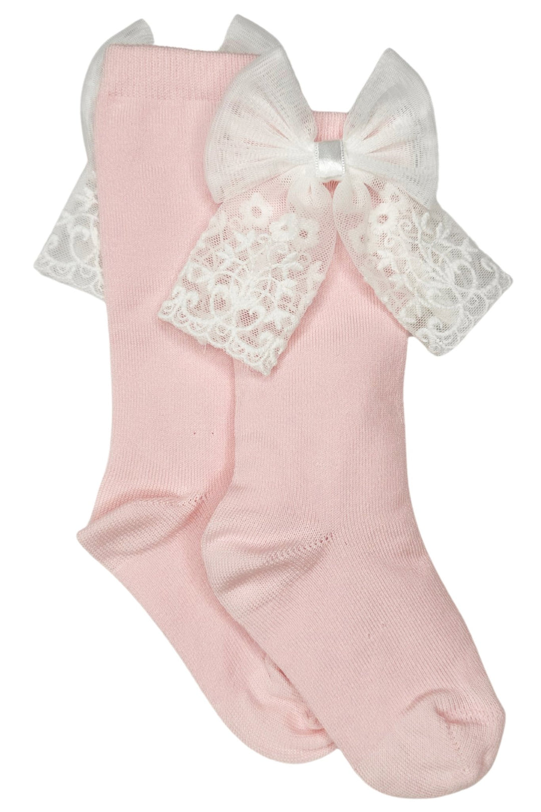 Meia Pata Baby Pink Lace Bow Knee High Socks - Millie and John