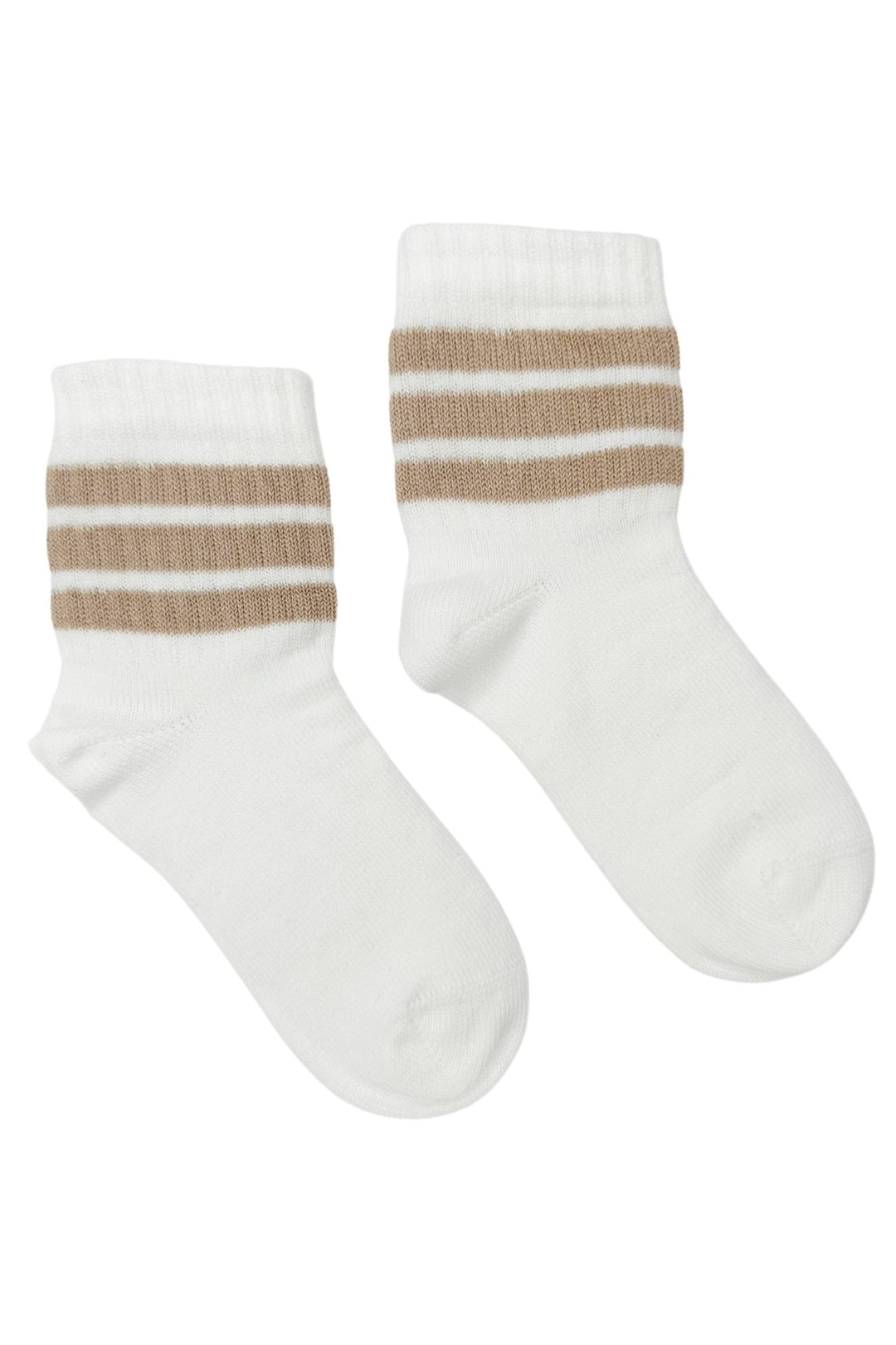 Meia Pata Beige Stripe Short Sport Socks - Millie and John