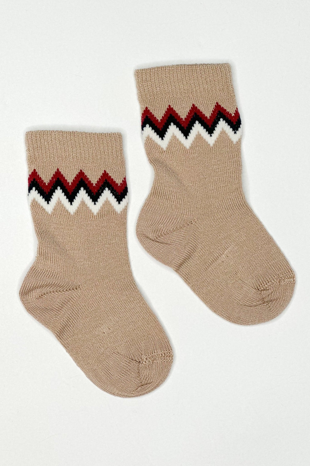 Meia Pata Beige Zig Zag Knee High Socks - Millie and John