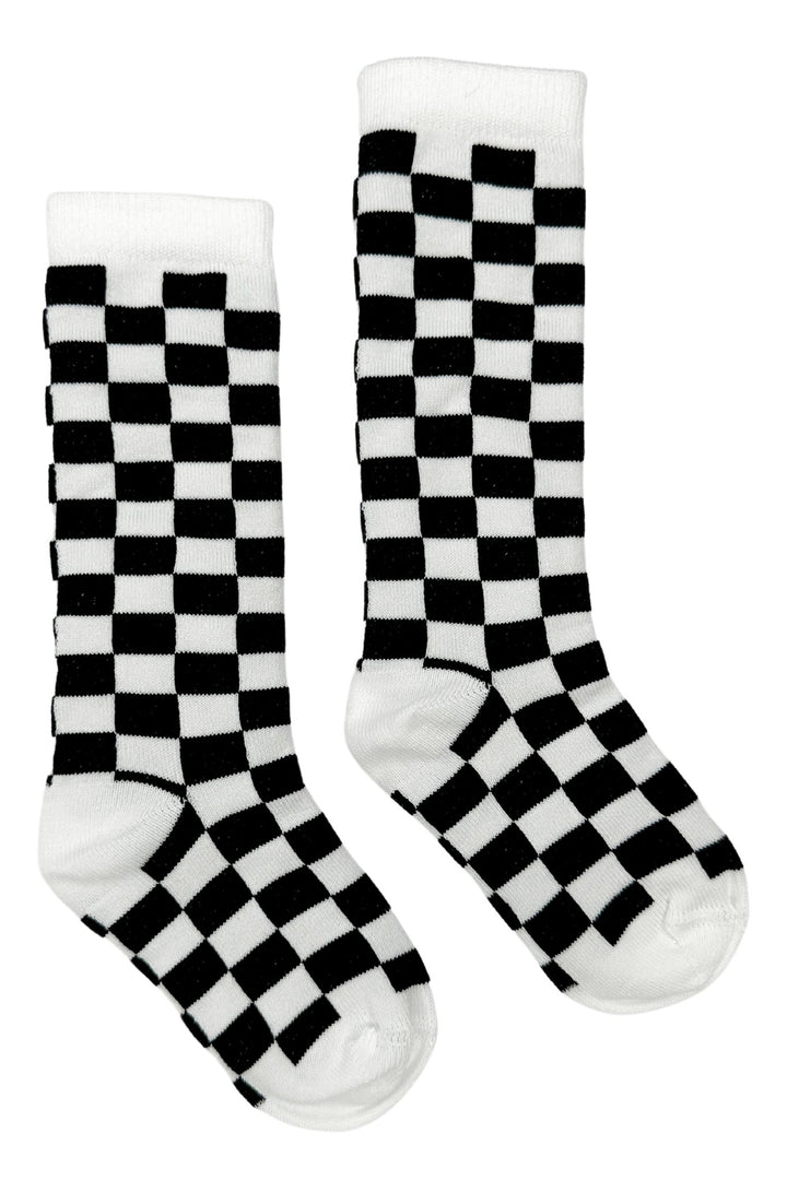 Meia Pata Black Checkerboard Knee High Socks - Millie and John