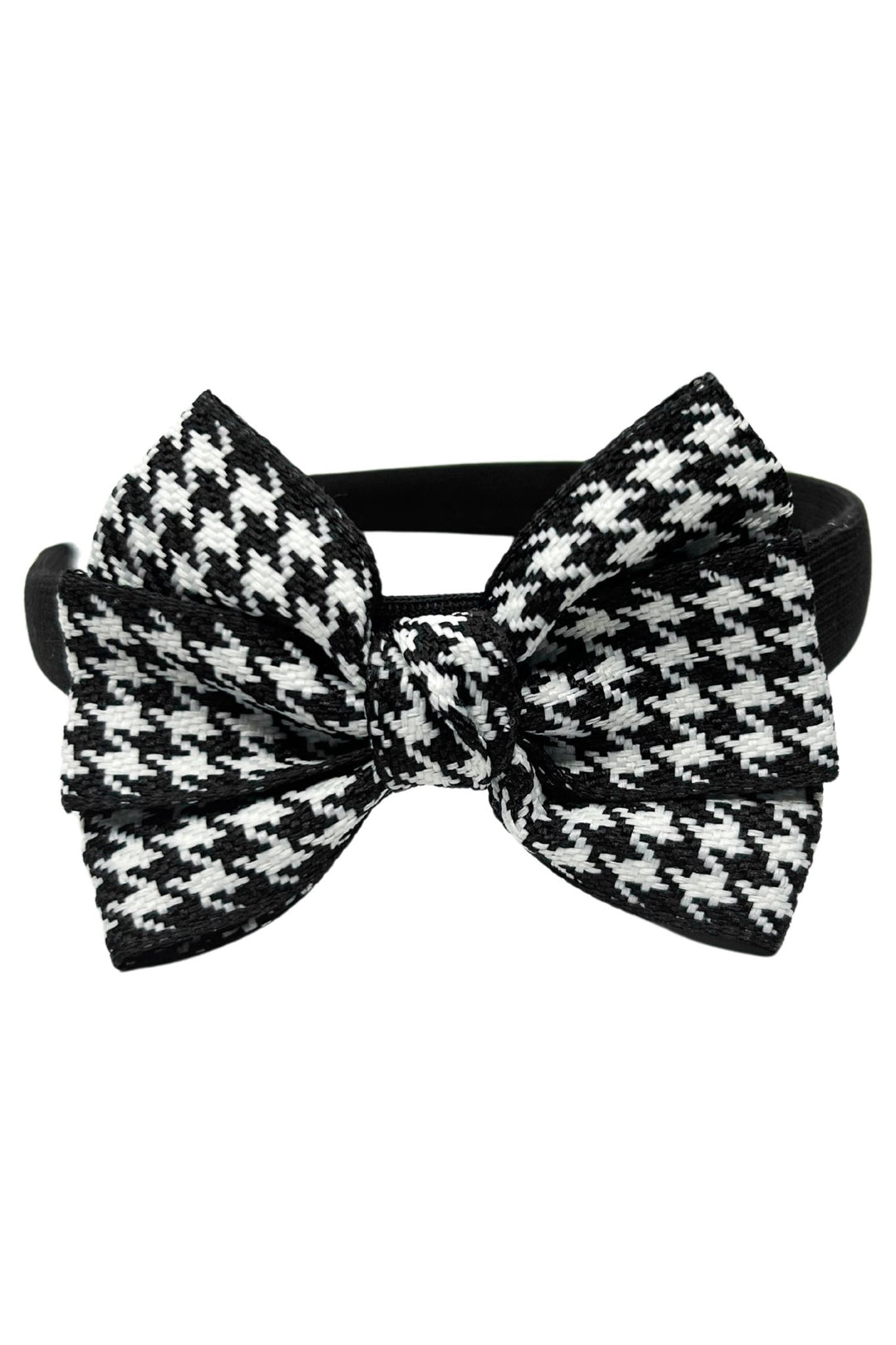 Meia Pata Black Houndstooth Bow Headband - Millie and John