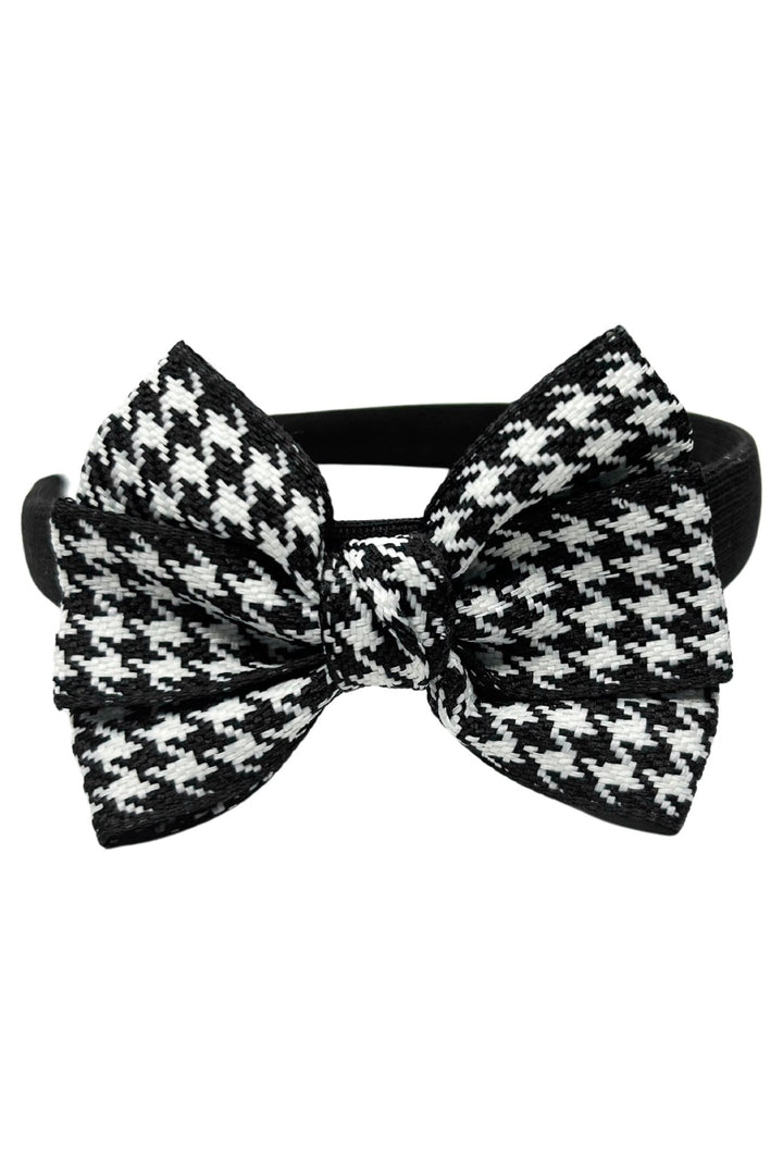Meia Pata Black Houndstooth Bow Headband - Millie and John