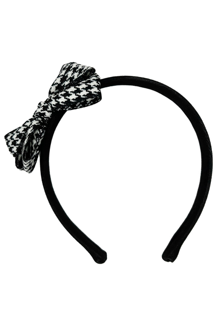 Meia Pata Black Houndstooth Bow Headband - Millie and John
